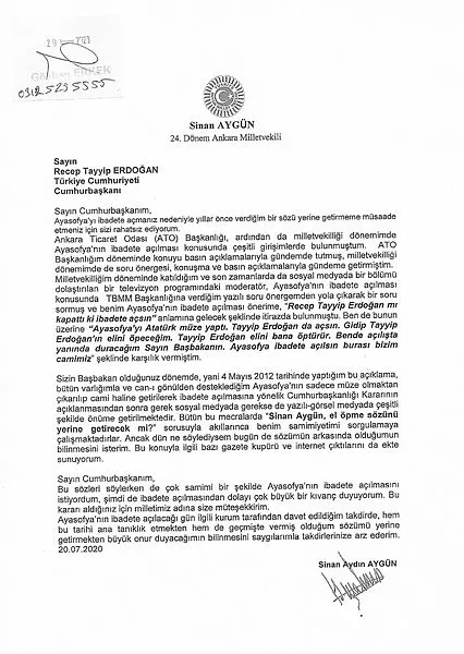 CHP'li eski Milletvekili Sinan Aygün'den Başkan Erdoğan'a övgü dolu sözler: "Ayasofya için bu el öpülür"-2