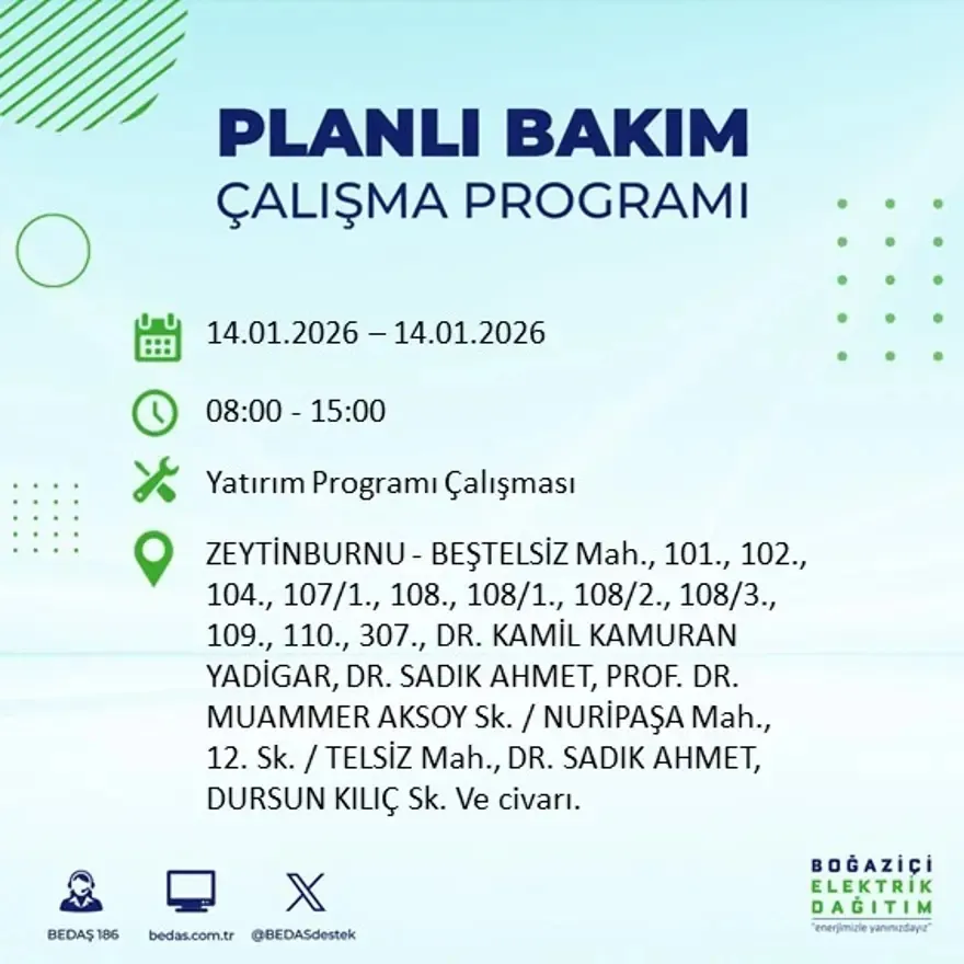 12 ilçe 8 saat elektriksiz! BEDAŞ duyurdu: İşte 14 Ocak kesinti listesi - 31