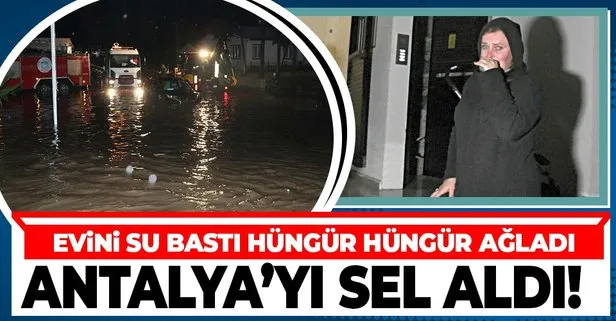 Antalya’daki şiddetli yağış hayatı felç etti! Kemer’de bir çift evini su basınca hüngür hüngür ağladı