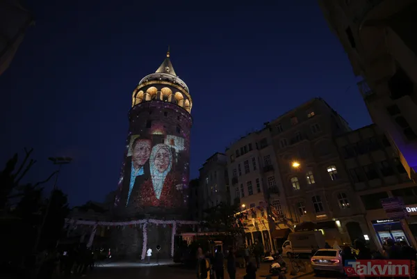 Anneler Günü, Galata Kulesi'ne yansıtılan fotoğraflarla kutlandı! Mustafa Kemal Atatürk ve Başkan Erdoğan... - 22