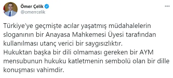 ak-parti-sozcusu-omer-celikten-aym-uyesinin-skandal-paylasimina-tepki-utanc-verici-bir-saygisizlik-1602655168668.jpg AK Parti Sözcüsü Ömer Çelik'ten AYM üyesinin skandal paylaşımına tepki: Utanç verici bir saygısızlık-4