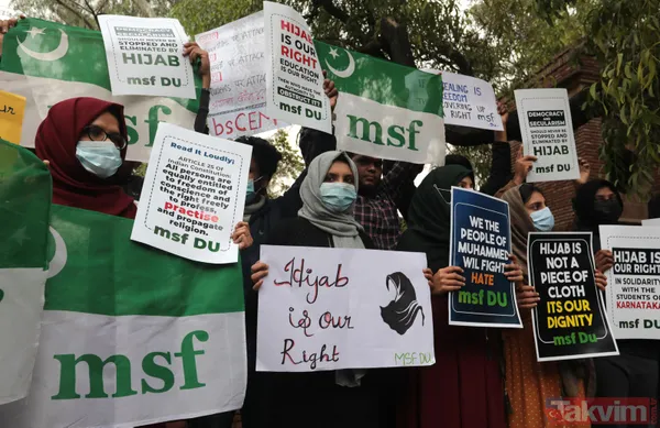 SON DAKİKA: Hindistan'ın 28 Şubat'ı! Başörtüsü yasaklarına karşı eylemler sürüyor: Bıçak taşıyan 2 kişi gözaltına alındı - 19