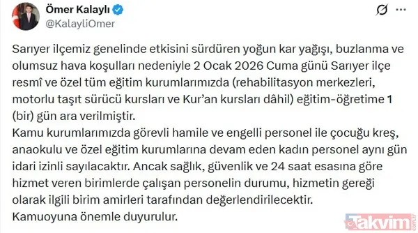 İstanbul'da 5 ilçede eğitime ara! Valilikler peş peşe açıkladı: Şehir şehir kar tatili raporu - 4