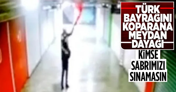 Karaköy'de Türk bayrağını koparan kişiye esnaftan meydan dayağı!-1