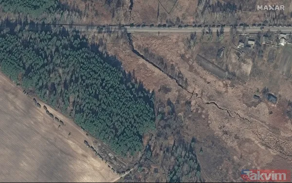 Uydu görüntüleri ortaya çıktı! 5 kilometrelik Rus askeri konvoyu Kiev'e ilerliyor - 17