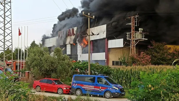Son dakika: Manisa Saruhanlı'da fabrika yangını-1