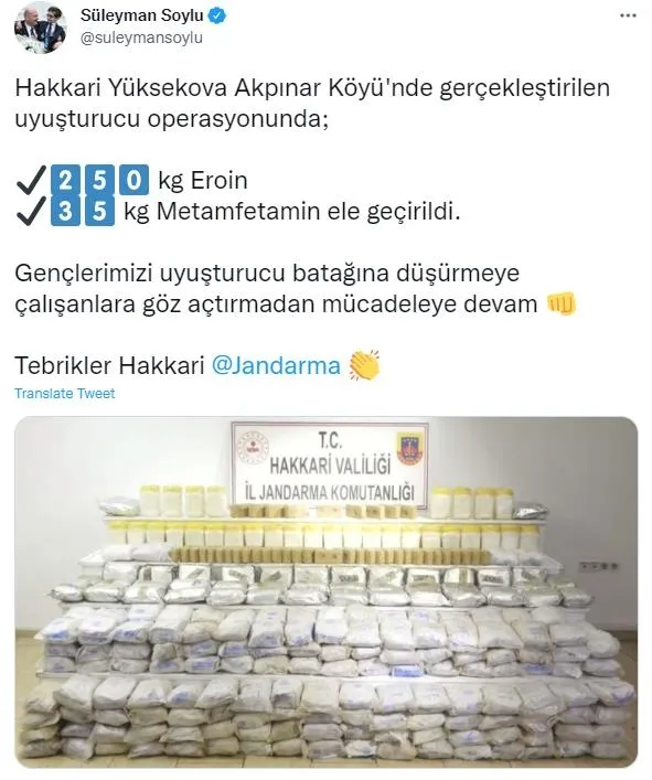 Hakkari Yüksekova'da uyuşturucu operasyonu! 250 kg Eroin 35 kg metamfetamin ele geçirildi-1