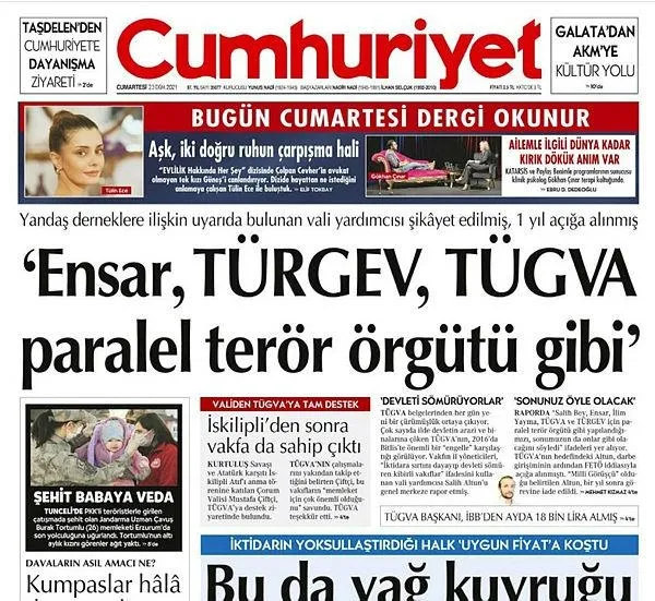 CHP yandaşı Cumhuriyet Gazetesi TÜGVA'yı hedef alan manşet haberine ilişkin tekzip metni yayınladı-2