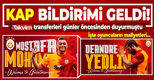 Son dakika: Galatasaray, Mostafa Mohamed ve DeAndre Yedlin’i KAP’a bildirdi! İşte transferlerin maliyetleri...