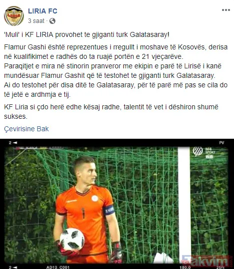 Kosova Temsilci Yaptığı Açıklamada; 18 Yaşındaki Flamur Gashi'nin Galatasaray'a Transfer Olduğunu Ancak Resmi Sözleşme İmzalamadan Önce Sarı-Kırmızılı Ekip İle...