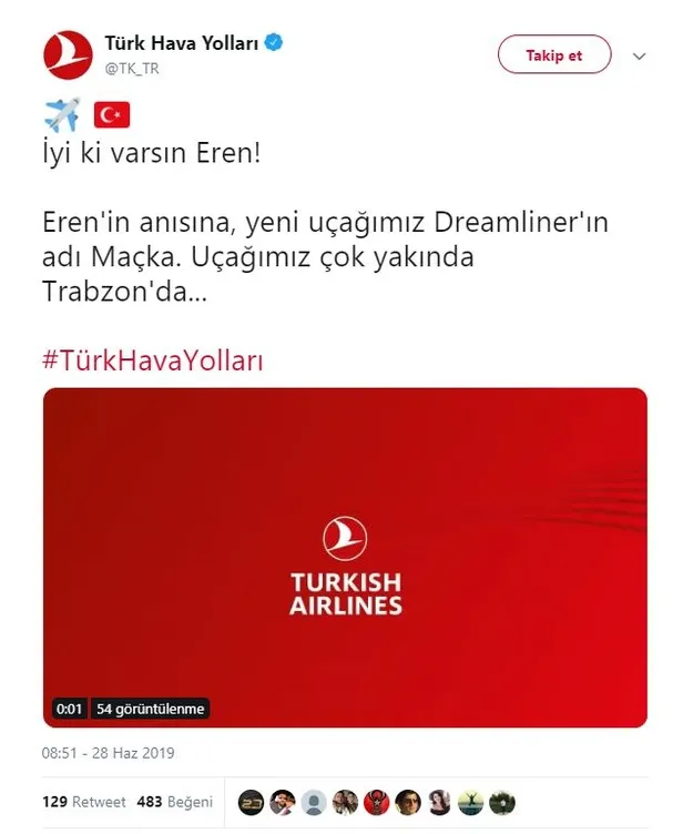 İşte THY'nin şehit Eren Bülbül'ün anısına filosuna kattığı rüya uçak-1