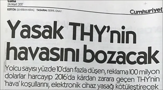 Cumhuriyet'ten skandal THY manşeti!-1