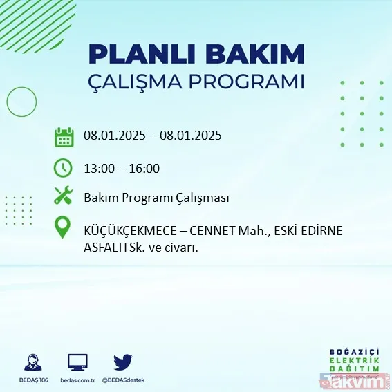 8 Ocak Elektrik Kesintisi