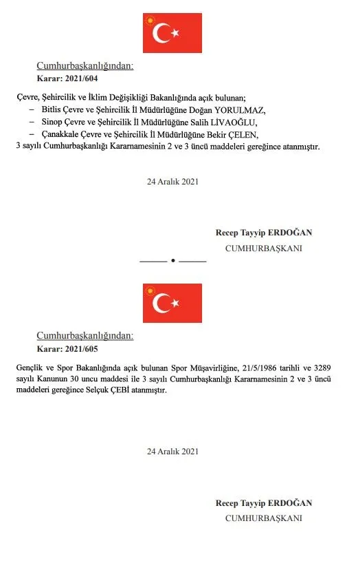 Bazı bakanlıklar ile kurumlara ilişkin atama kararları Resmi Gazete'de yayımlandı-4
