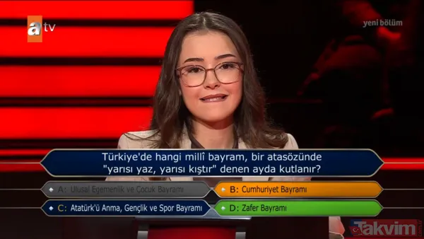 ATV'nin sevilen yarışması Kim Milyoner Olmak İster’de yarışmacı ‘milli bayram’ sorusuyla yarışmaya veda etti - 4