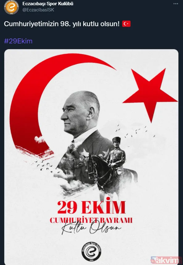 Spor camiasından 29 Ekim Cumhuriyet Bayramı mesajları! Beşiktaş, Fenerbahçe, Galatasaray, Trabzonspor... - 12