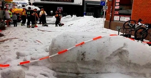 Almanya’da yaz günü şaşırtan manzara! Yollar beyaza büründü