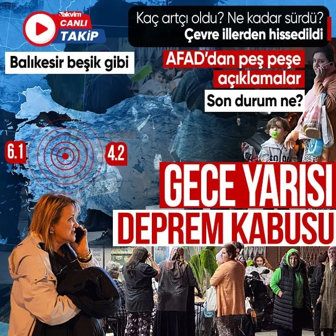 SON SAKİKA | AFAD açıkladı: Balıkesir’de 6.1 ve 4.2 büyüklüğünde deprem! Çevre illerden hissedildi