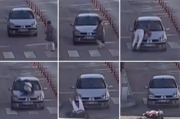 Yaya geçidinden geçen kadına araç çarptı