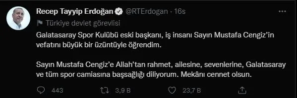 Galatasaray eski Başkanı Mustafa Cengiz'e son veda! Başkan Erdoğan'dan duygulandıran sözler: Gönül kırmaz kazanırdı-7