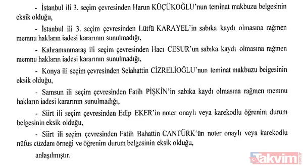 Son dakika: Gerekçeli karar Resmi Gazete'de! Milletvekili seçilemeyecekler isim isim yayımlandı - 7