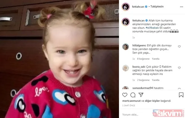 Elif bebek 65 saat sonra Türkiye'ye umut oldu! Ünlülerden Elif Perinçek paylaşımı: Bize yaşattığın mutluluk ve umut... - 14