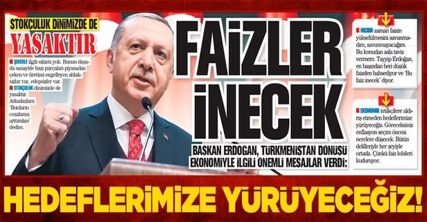 Başkan Recep Tayyip Erdoğan, Türkmenistan dönüşü ekonomiyle ilgili önemli mesajlar verdi! Faizler inecek