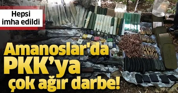 Amanoslar’da terör örgütüne ağır darbe! PKK’nın cephaneliği bulundu