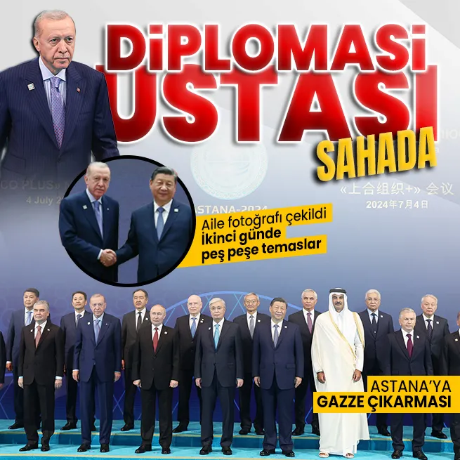 Başkan Erdoğandan Astanadaki ŞİÖ zirvesinin ikinci gününde yoğun diplomasi! Çin Devlet Başkanı Şi Cinping ile Gazze teması...