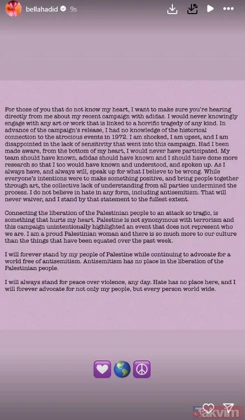 Bella Hadid’ten “Adidas” çıkışı: Gururlu bir Filistinli kadınım! | Sinsi hamle sonrası boykot çağrıları - 8