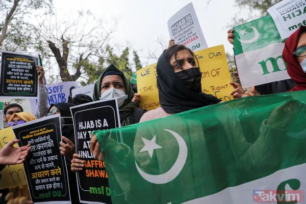 SON DAKİKA: Hindistan'ın 28 Şubat'ı! Başörtüsü yasaklarına karşı eylemler sürüyor: Bıçak taşıyan 2 kişi gözaltına alındı - 23