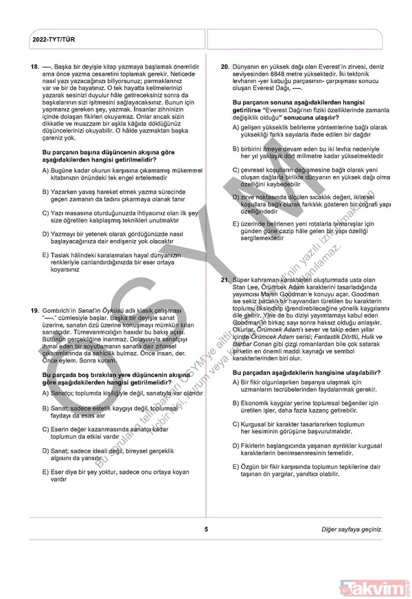 YKS TYT FUL A-B-C-D kitapçığı soru ve cevap anahtarı! 2022 YKS TYT SORU VE CEVAPLARI PDF İNDİR! osym.gov.tr YKS TYT Türkçe, Sosyal Bilimler, Matematik, Fen, Coğrafya, Din cevap anahtarı! - 7