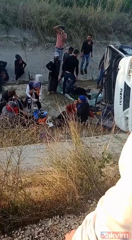 Adana'da tarım işçilerini taşıyan midibüs sulama kanalına devrildi! Yaralılar var - 4