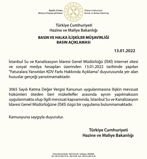 hazine-ve-maliye-bakanligindan-iskinin-kdv-iddialarina-yalanlama-hususlar-gercegi-yansitmamaktadir-1642086985019.jpeg Hazine ve Maliye Bakanlığı'ndan İSKİ'nin 'KDV' iddialarına yalanlama: Hususlar gerçeği yansıtmamaktadır-2