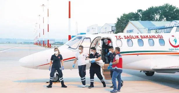 Kalp damarları doğuştan ters olan bebek ambulans uçakla Batman’dan Ankara’ya getirildi