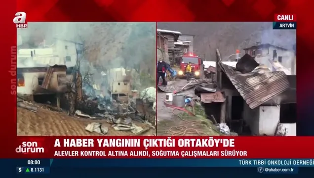 SON DAKİKA! Artvin Ortaköy'deki yangının boyutu gün ağarınca ortaya çıktı! A Haber yangının çıktığı Ortaköy'de