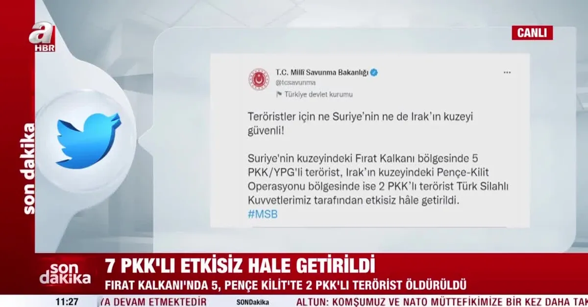 MSB açıkladı: 7 terörist daha etkisiz hale getirildi! "Teröristler için ne Suriye’nin ne de Irak’ın kuzeyi güvenli"