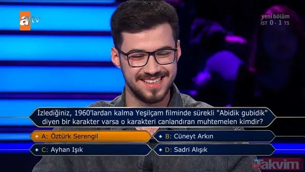 Kenan İmirzalıoğlu'nun sunduğu Kim Milyoner Olmak İster'de hareketleri ve cevaplarıyla geceye damga vuran yarışmacı! - 23