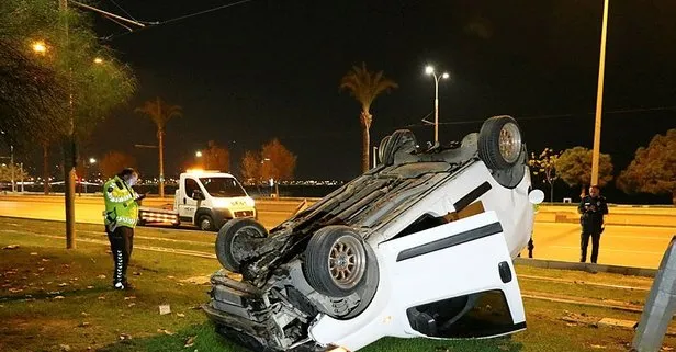 Son dakika: İzmir’de takla atan aracın sürücüsü olay yerinden kaçtı