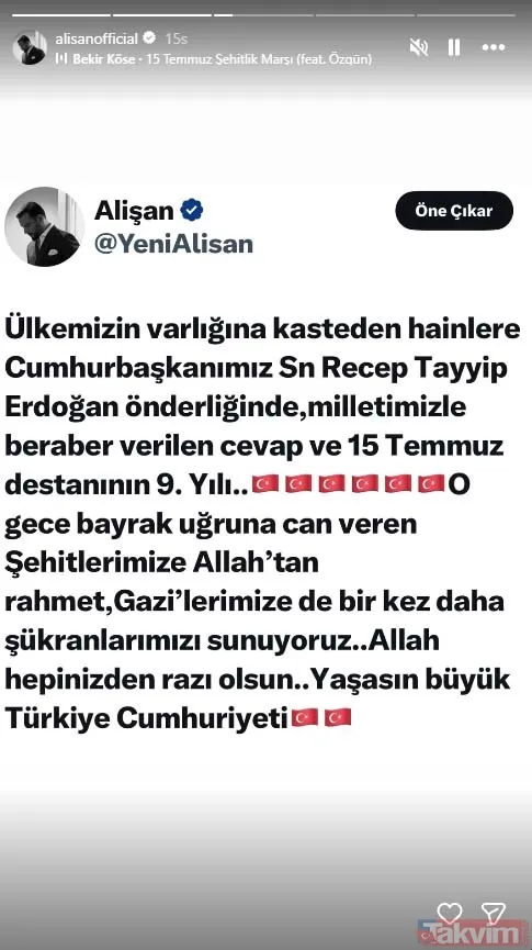 O kara geceyi unutmadılar! Ünlülerden 15 Temmuz mesajı: "Kim bu devleti bölmek isterse karşısında dimdik dururuz!" | Esra Erol, Müge Anlı, Sinan Akçıl... - 6