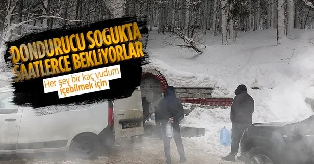 Uludağ’da Ayı suyu içilir mi? -10 derecede Ayı çeşmesinden su içmek için saatlerce bekliyorlar