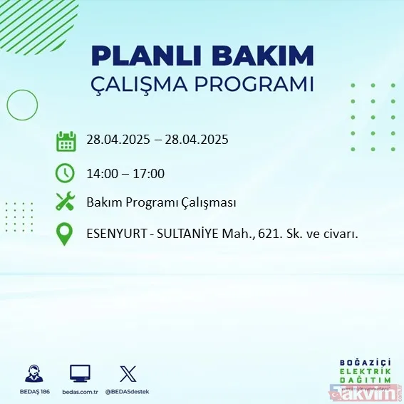 İSTANBUL ELEKTRİK KESİNTİSİ: BEDAŞ 28 Nisan 2025 Pazartesi elektriklerin gideceği ilçeleri duyurdu - 44