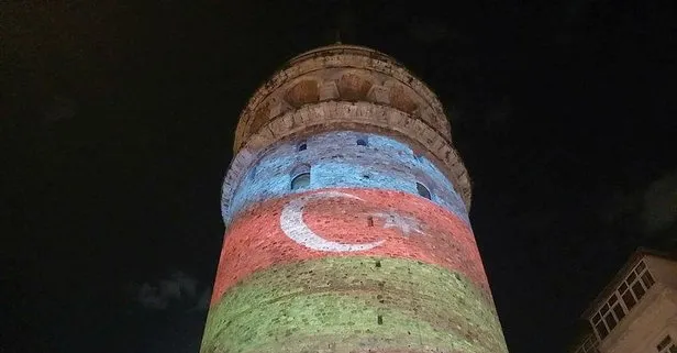Türkiye’den bir destek daha! Galata Kulesi’ne Azerbaycan bayrağı yansıtıldı