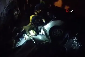 Ümraniye'de otomobil viyadükten aşağı uçtu