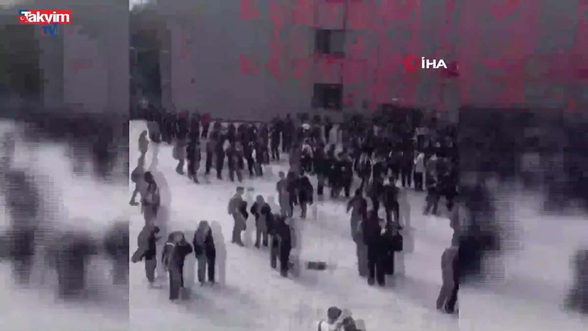 Okulda deprem paniği kamerada!