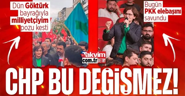 Mevsimlik milliyetçi CHP! Dün Göktürk bayrağı altında poz veren Canan Kaftancıoğlu bugün PKK elebaşı Sakine Cansız’ı savundu