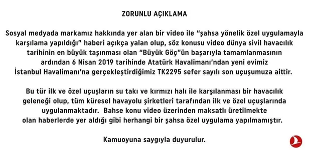 THY'den o iddialara yalanlama: Şahsa özel uygulama yapılmamıştır-2