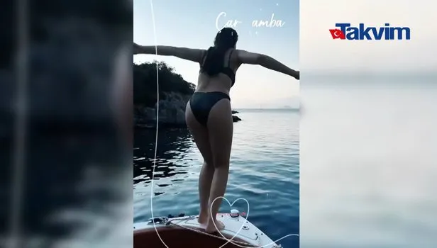 Burcu Özberk siyah bikinisini giydi derin sulara daldı! O anlar sosyal medyaya damga vurdu