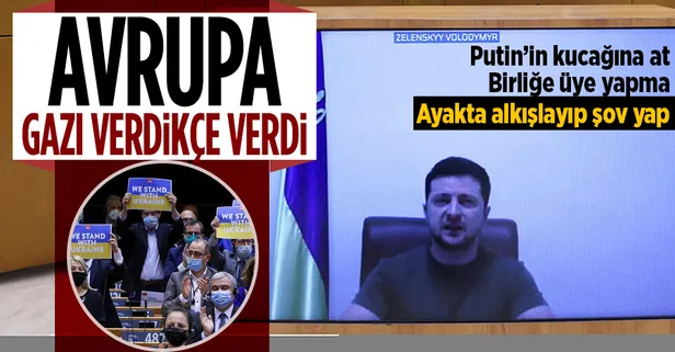 Ukrayna lideri Zelenskiy Avrupa Parlamentosu'na seslendi! Putin'e karşı yalnız bırakan Avrupa ayakta alkışlayıp şov yaptı