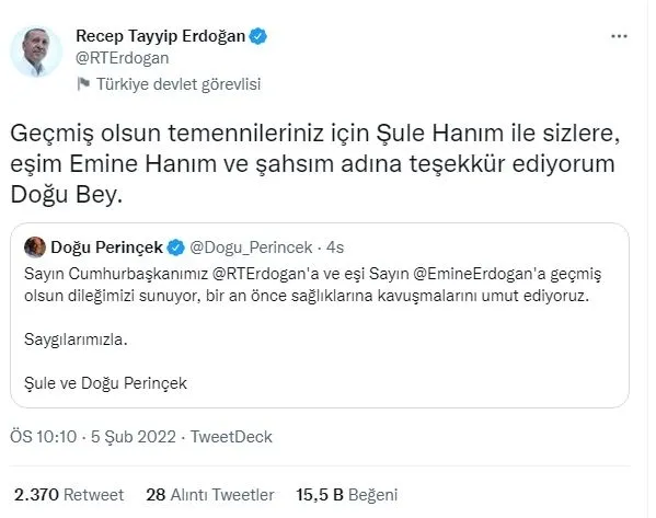 Başkan Erdoğan sosyal medyadan duyurdu: Eşimle birlikte yaptırdığımız COVID-19 testimizin sonucu pozitif çıktı-18